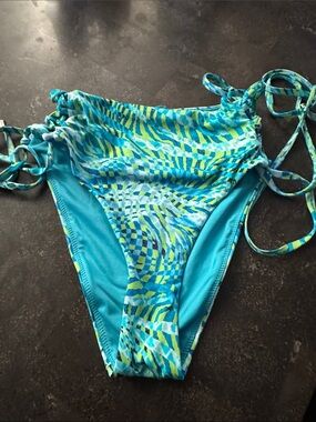 Victoria’s Secret high waisted Tie-Side Bikini Bottoms with Blue-Green Print med